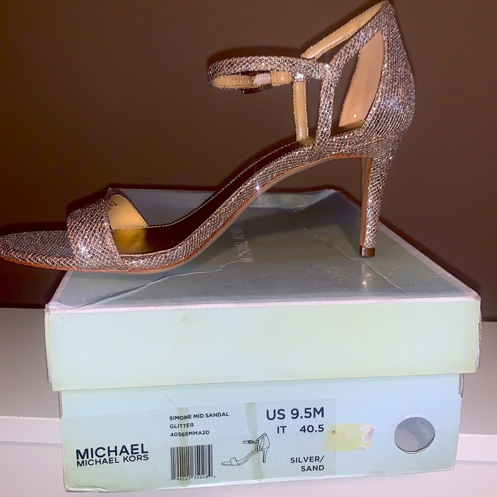 Michael Kors gold glitter heels